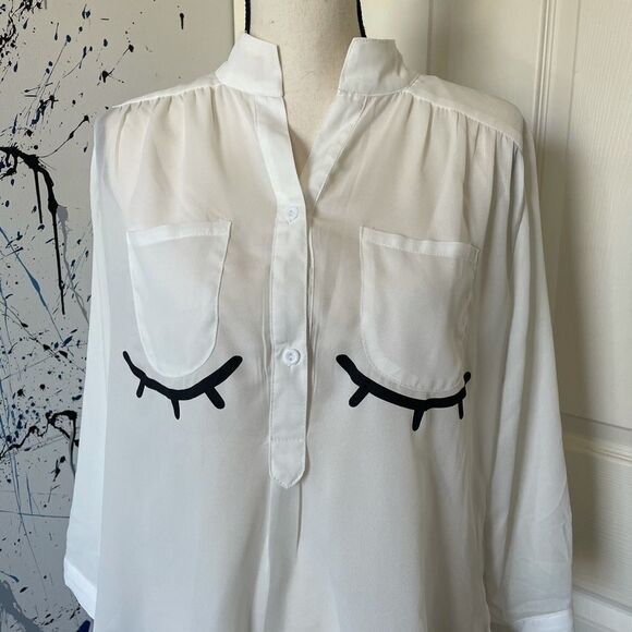 Cals sold by ModCloth Eyelash Blouse, Large - Picture 1 of 10